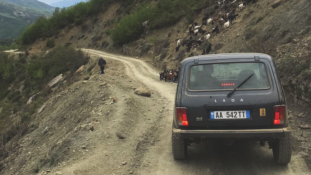 Our Lada on a goat path